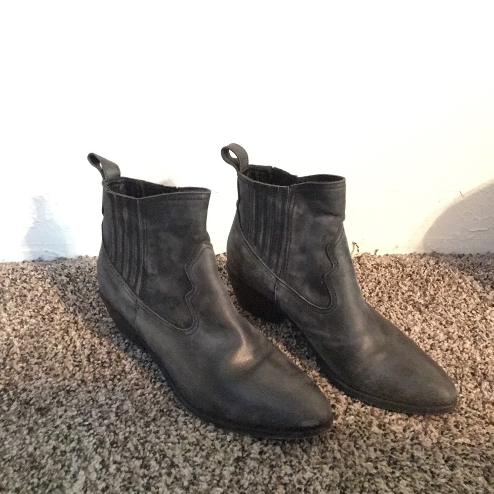 Joie Charcoal Leather Ankle Booties